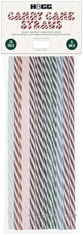 24-Pack, Reusable Straws - Candy Cane, Plastic Straws Reusable, BPA Free, Dishwasher Safe, Multicolor, Replacement for Tumblers, Fits 20oz 30oz 40oz