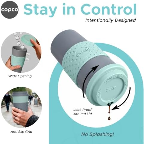 Copco Acadia Travel Mug, 16 Oz - Aqua & Mint/Aqua & Grey, Set of 4