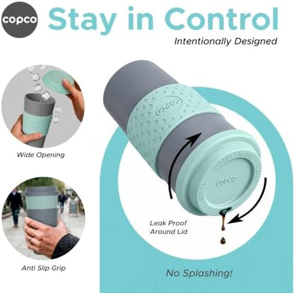 Copco Acadia Travel Mug, 16 Oz - Aqua & Mint/Aqua & Grey, Set of 4