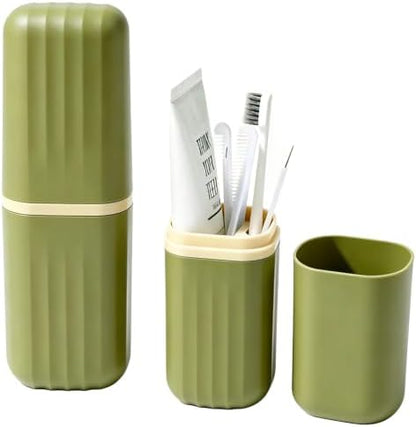 Portable Travel Toothbrush Holder: 2-in-1 Dustproof Toothbrush Travel Case with Rinse Cup, Travel Toothbrush & Toothpaste Containers for Camping, Hiking, School, Business Trip