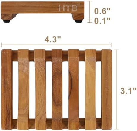 HTB Slotted Bar Soap Holder Teak Wood for Bathroom