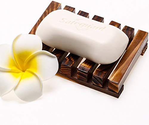 Honoson 5 Pieces Wooden Soap Dish Holder Tray Wood Bar Soap Holder Tray Self Draining Saver for Shower Bathroom Kitchen