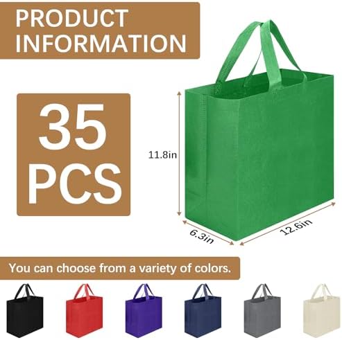Reusable Grocery Bags 12.6 * 6.3 * 11.8 in - Non Woven Totes Bag with Reinforced Handles, Shopping Bags Bulk