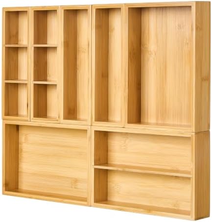 Vtopmart 7 Pack Bamboo Drawer Organizer Boxes, Junk Drawer Organizers