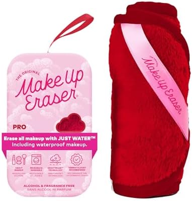 The Original MakeUp Eraser PRO, Effortlessly Remove All Makeup Using Only Water, Including Waterproof Mascara, Eyeliner, Foundation, Lipstick, Sunscreen,and More! Love Red, 1ct.