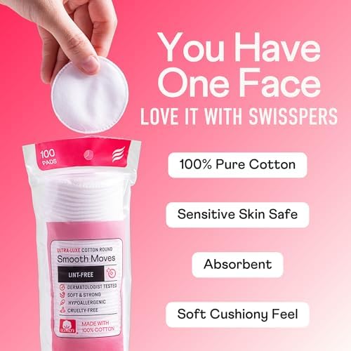 Swisspers Smooth Moves Ultra-Luxe Premium Cotton Rounds (Pack of 1)
