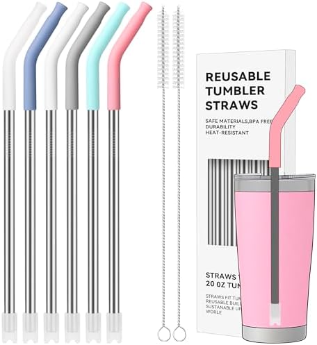 20 oz Straight Metal Straws with Silicone Tip for 20 oz Tumbler