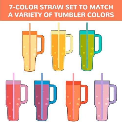 Tomorotec 15PCS Silicone Drinking Straws Fit for Stanley 40oz 30oz Tumbler