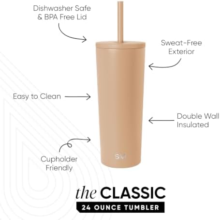 Simple Modern Iced Coffee Tumbler, Insulated | 24oz | Tan
