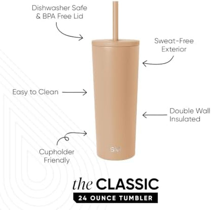 Simple Modern Iced Coffee Tumbler, Insulated | 24oz | Tan