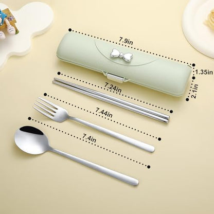 DEVICO Travel Silverware Set with Case,Portable Lunch Utensils Set for Work