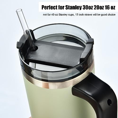 ALINK 10.5 inch Tritan Hard Plastic Clear Straws, Long Reusable Clear Replacement Tumbler Drinking Straws for 16 oz 20 oz 30 oz Stanley, YETI, Starbucks, Mason Jars, Set of 10 with Brush
