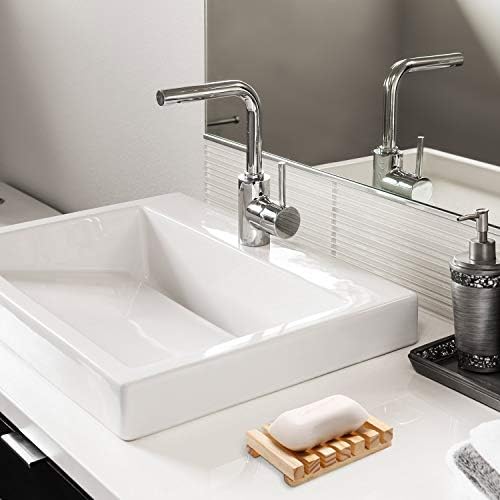 Honoson 5 Pcs Natural Wood Soap Dish Drain Tray for Shower Bath,Wooden