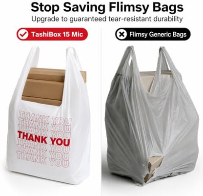 TashiBox 300Ct Plastic Bags，thank you bags,Shopping bags