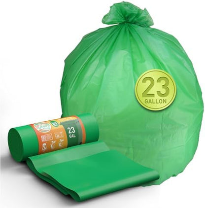 Compostable Trash Bags 23 gallon Large Garbage Bags,20 Count, Fits13-25 gallon trash can, Extra Strong and Durable,Compostable Lawn & Leaf Yard Waste bags,ASTM D6400,Bpi &OK compost HOME certified