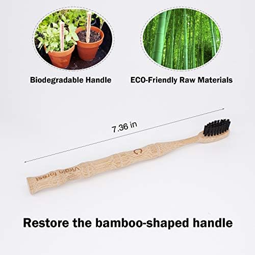 Virgin Forest Bamboo Toothbrushes 6pk, Vegan Charcoal Bristles Eco