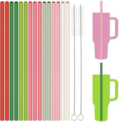Tomorotec 15PCS Silicone Drinking Straws Fit for Stanley 40oz 30oz Tumbler
