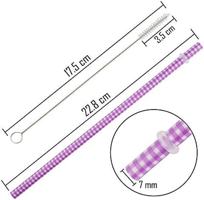 JANYUN 30Pcs Colorful Reusable Plastic Straws with Cleaning Brush