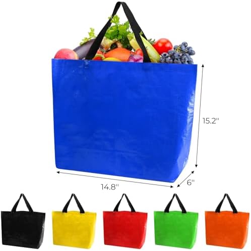 12 Pieces Reusable Grocery Bags, XL Heavy Duty Plastic Shopping Bag