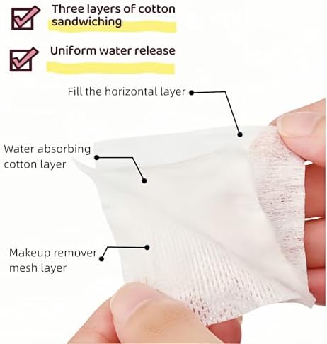 50-Pack 100% Pure Cotton Makeup Remover Pads | Soft, Hypoallergenic & Lint-Free Facial Rectangle for Sensitive Skin | Reusable, Double-Sided with Reinforced Edges | Makeup Skincare(50 Count)