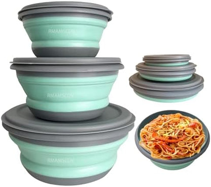 Collapsible Camping Bowl with Lid, Foldable Food Container
