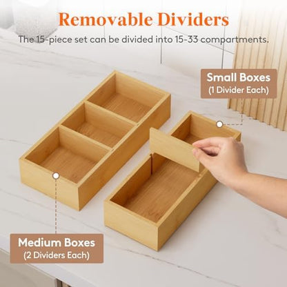 Lifewit Drawer Organizer 15 Pack(33 Grid) with 18 Inserts