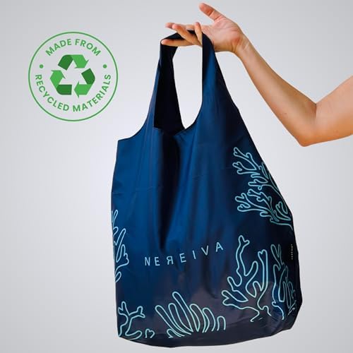 4 Pack in a Carry Pouch, Large Foldable Reusable Grocery Shopping Tote Bags