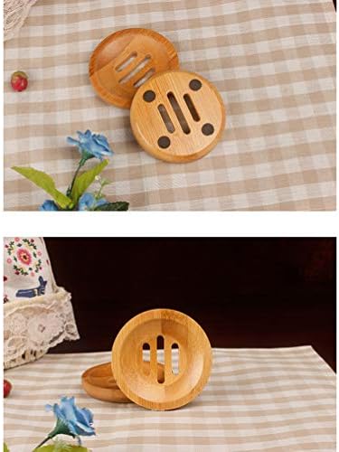 2pcs Bamboo Soap Dish Soap Tray,Round Bath Holder Bamboo Dish for Shower Wood Holder Saver Container Bathroom Storage Case for Bathroom Toilet Kitchen Hotel