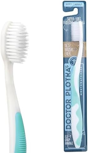 MOUTHWATCHERS Soft Manual Toothbrush, Adults, Flossing Bristles, Turquoise