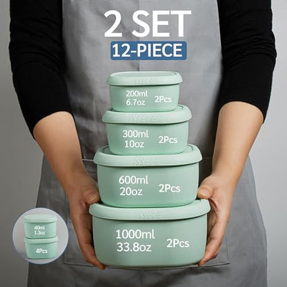 ISSEVE 12Pcs/Set Nesting Silicone Food Storage Containers with Lids