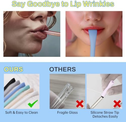 NiHome 6PCS Silicone Anti-Wrinkle Straws Fit for Stanley 40oz 30oz Tumblers