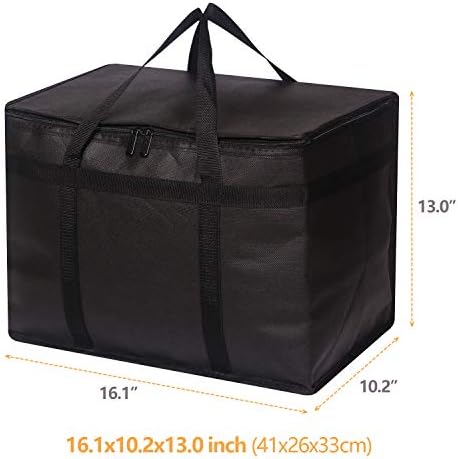 DIOMMELL XL Insulated Reusable Grocery Bags with Sturdy Zipper Reinforced Bottom & Handles, Foldable Washable Heavy Duty Cooler Totes for Hot or Cold Food Delivery, Groceries, Travel, Shopping