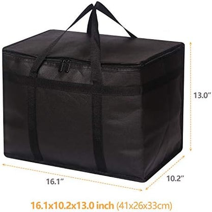 DIOMMELL XL Insulated Reusable Grocery Bags with Sturdy Zipper Reinforced Bottom & Handles, Foldable Washable Heavy Duty Cooler Totes for Hot or Cold Food Delivery, Groceries, Travel, Shopping