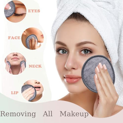 Large Reusable Makeup Remover Pads Face Cleaning Pad 5"x 5" Grey 12 Pack