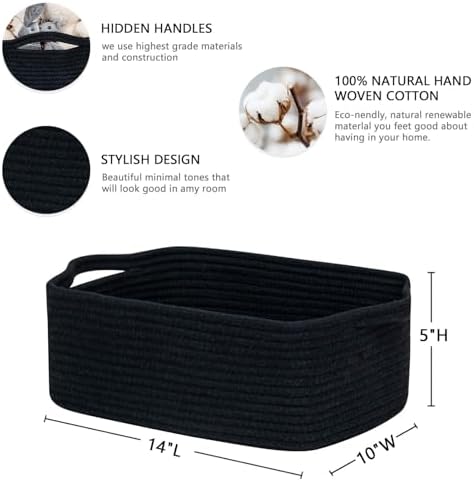 CubesLand Cute and Durable Small Cotton Rope Basket for Organizing