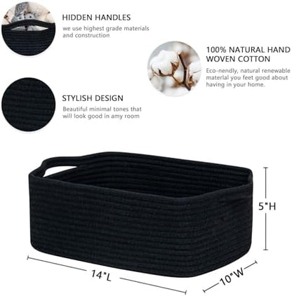 CubesLand Cute and Durable Small Cotton Rope Basket for Organizing