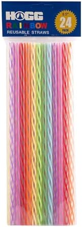 24-Pack, Reusable Straws - Rainbow, Plastic Straws Reusable, BPA Free, Dishwasher Safe, Multicolor, Replacement for Tumblers, Fits 20oz 30oz 40oz