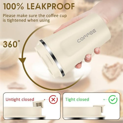 CS COSDDI 12 oz Coffee mug - Stainless Steel Coffee Cup with Leakproof Lid