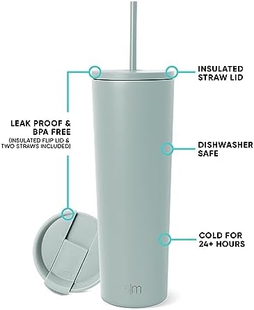 Simple Modern Iced Coffee Tumbler, Insulated | 28oz | Green
