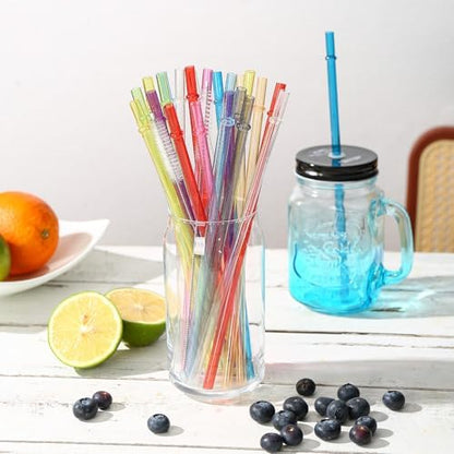 25 Pack 9.05" Plastic Reusable Replacement Drinking Straws