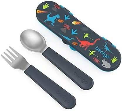 Bentgo Kids Stainless Steel Utensil Set with Fork, Spoon, & Storage Case