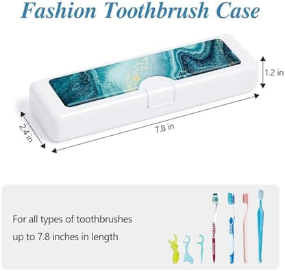 Toothbrush Travel Case - Colorful Pattern, Holder and Covers for Toothbrushes, Includes Tongue Scraper Case