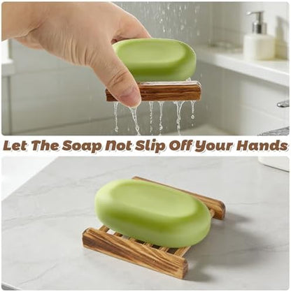 50 PCS Bamboo Soap Dish for Shower 3.3x2.3x0.6 Inch Wooden Soap Holder Self Draining Wooden Soap Tray Handmade Wood Soap Saver Bamboo Soap Holder for Bathroom, Shower, Kitchen (Charcoal Color