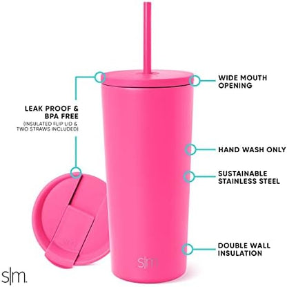 Simple Modern Iced Coffee Tumbler, Insulated | 20oz | Pink