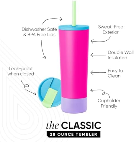 Simple Modern Iced Coffee Tumbler, Insulated | 28oz | 80s Mix