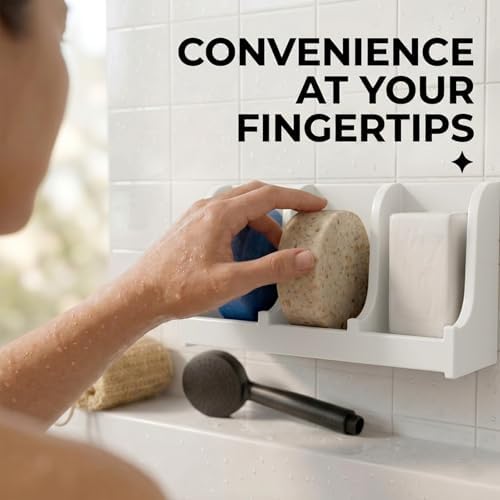 Soap Holder for Shower Wall, 3-Compartment Soap Dish [Patent Pending]