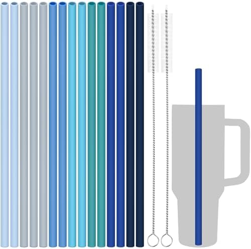 Tomorotec 15PCS Silicone Drinking Straws Fit for Stanley 40oz 30oz Tumbler