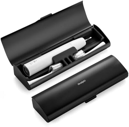 Aluminum Electric Toothbrush Travel Case, 2 in 1 Travel Toothbrush Holder for Oral B/Oral-B Pro 1000 1500 5000 and Most Electric Toothbrush for Traveling, Removable Silicone Liner-Black