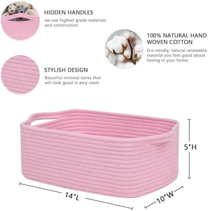 CubesLand Cute and Durable Small Cotton Rope Basket for Organizing