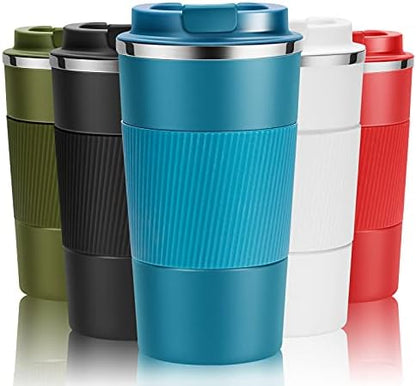 YINJOYI 17oz Travel Coffee Cups Insulated Mug Thermal Tumbler to Go with Lid Leak Proof Reusable Stainless Steel Coffee Mug Spill Proof for Hot and Iced Cold Drinks (Blue, 510ml)
